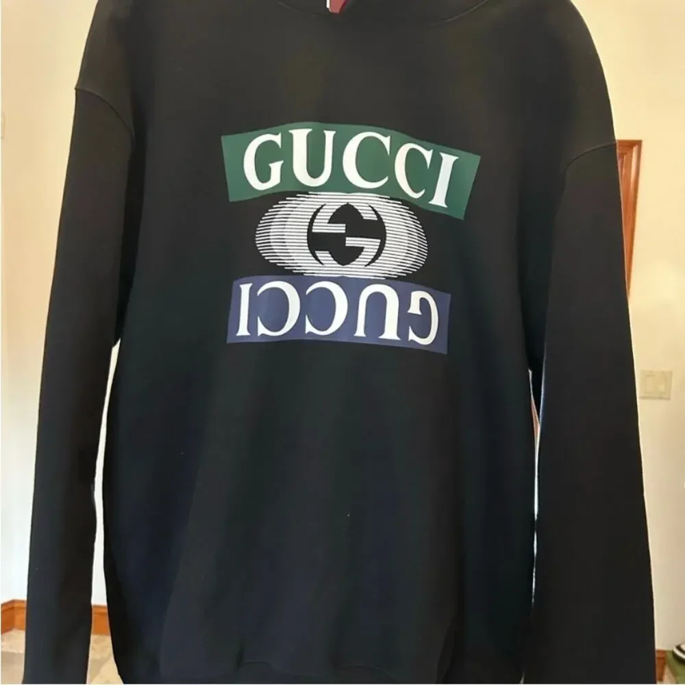 Men's Gucci interlocking G jersey, cotton hoodie size medium fits large NWT